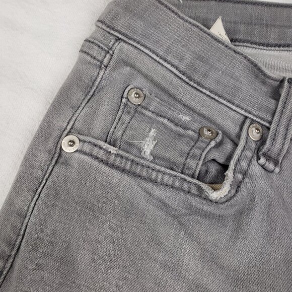 rag & bone Grey Skinny Jeans Size 27 Raw Hem Distressed Low Rise Grunge Denim - Picture 6 of 16